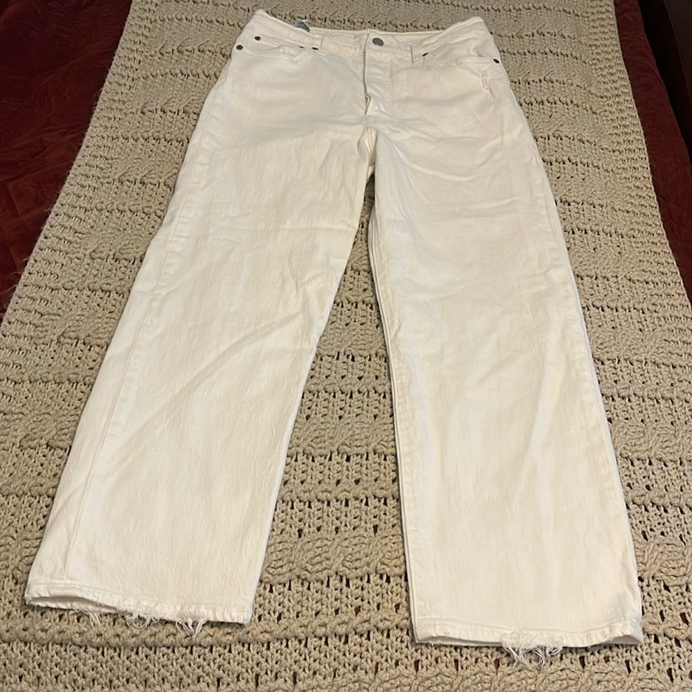 Levi’s ribcage straight ankle denim pants women’s 29x27 white Button Fly NWOT